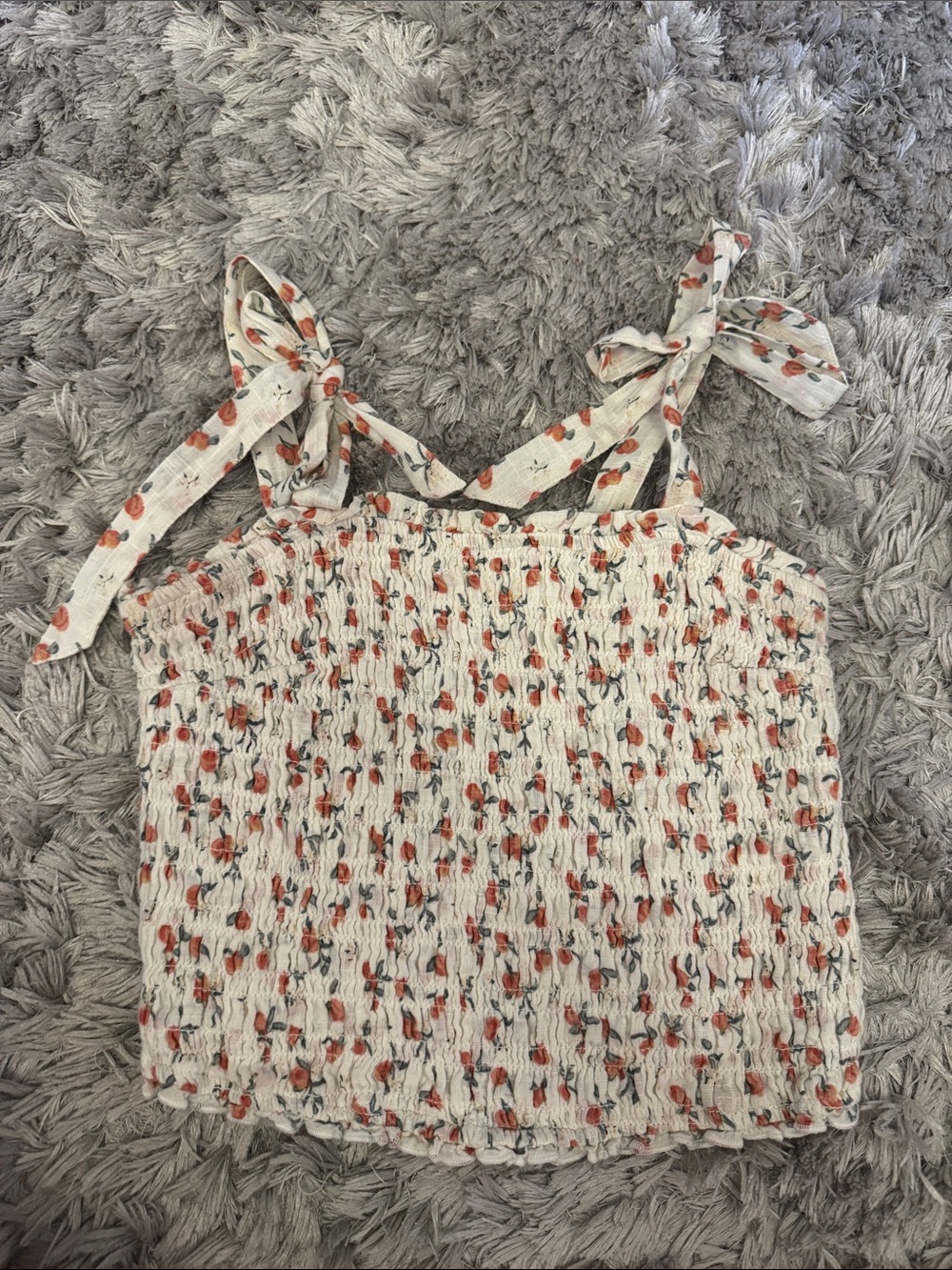 Abercrombie & Fitch White Smocked Camisole with Orange Floral